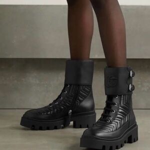 Gucci double G leather combat boots black size 37 $1,460